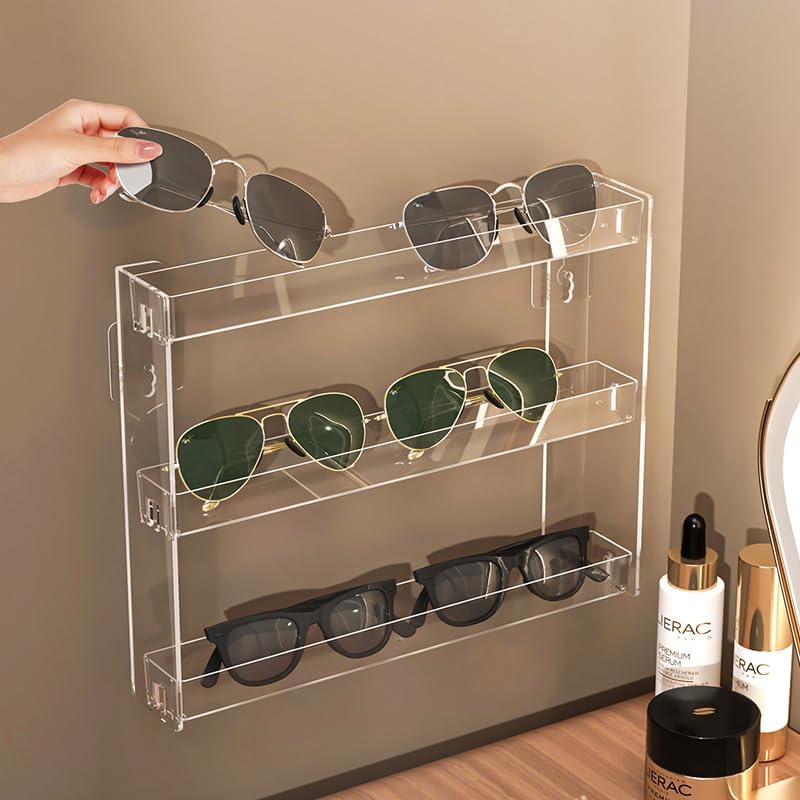 3 Layer Makeup Organizer Wall Mounted with Anti-Slip Adhesive