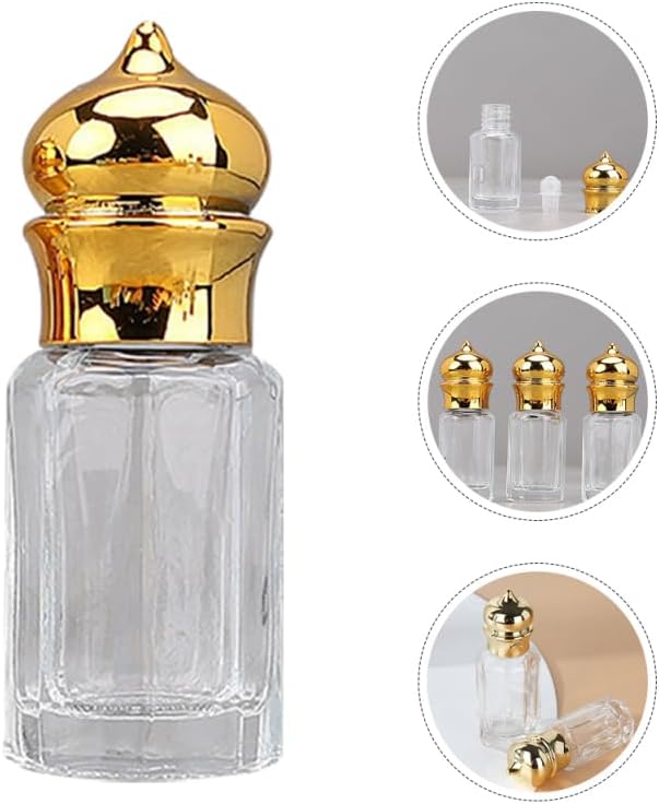 Mini Arabic Crystal Glass Roller Bottles 6ml Gold Refillable