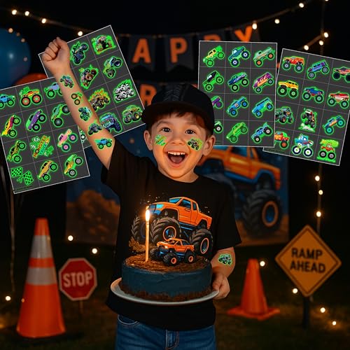 96PCS Monster Truck Temporary Tattoos for Kids