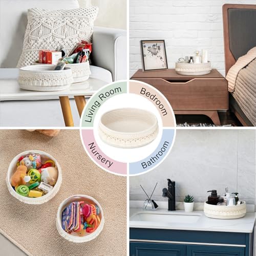 Mkono Macrame Makeup Organizer Basket Boho Decor