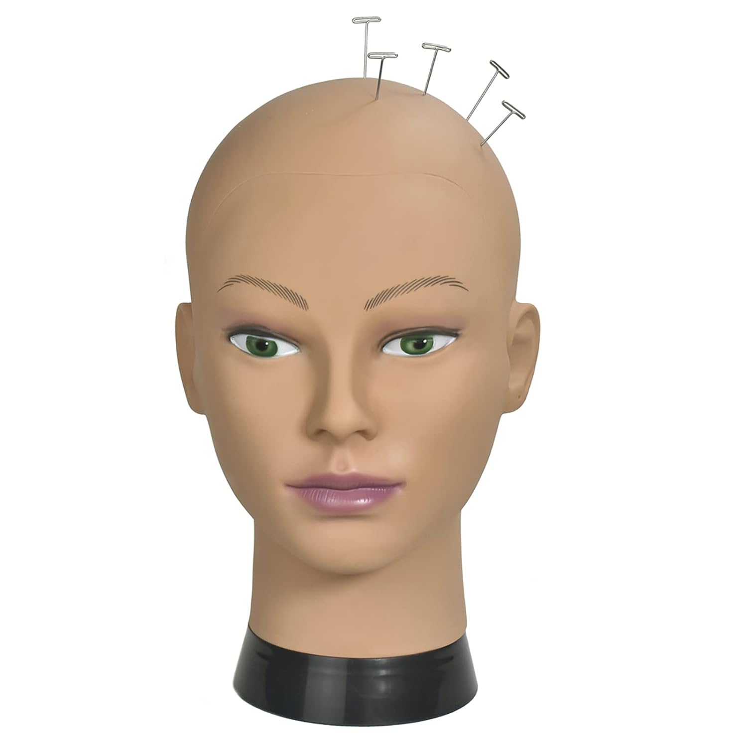 Bald Female Training Head for Wigs and Display with Free Clamp