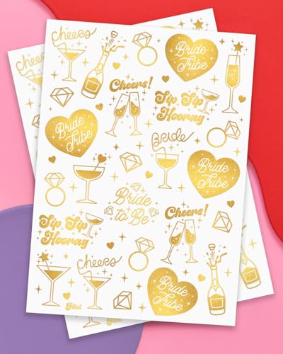 XO Fetti Gold Bachelorette Tattoos 54 Pcs