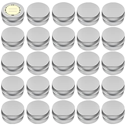 TUZAZO 24 Pack 2 Oz Aluminum Tin Cans with Screw Lid and Labels