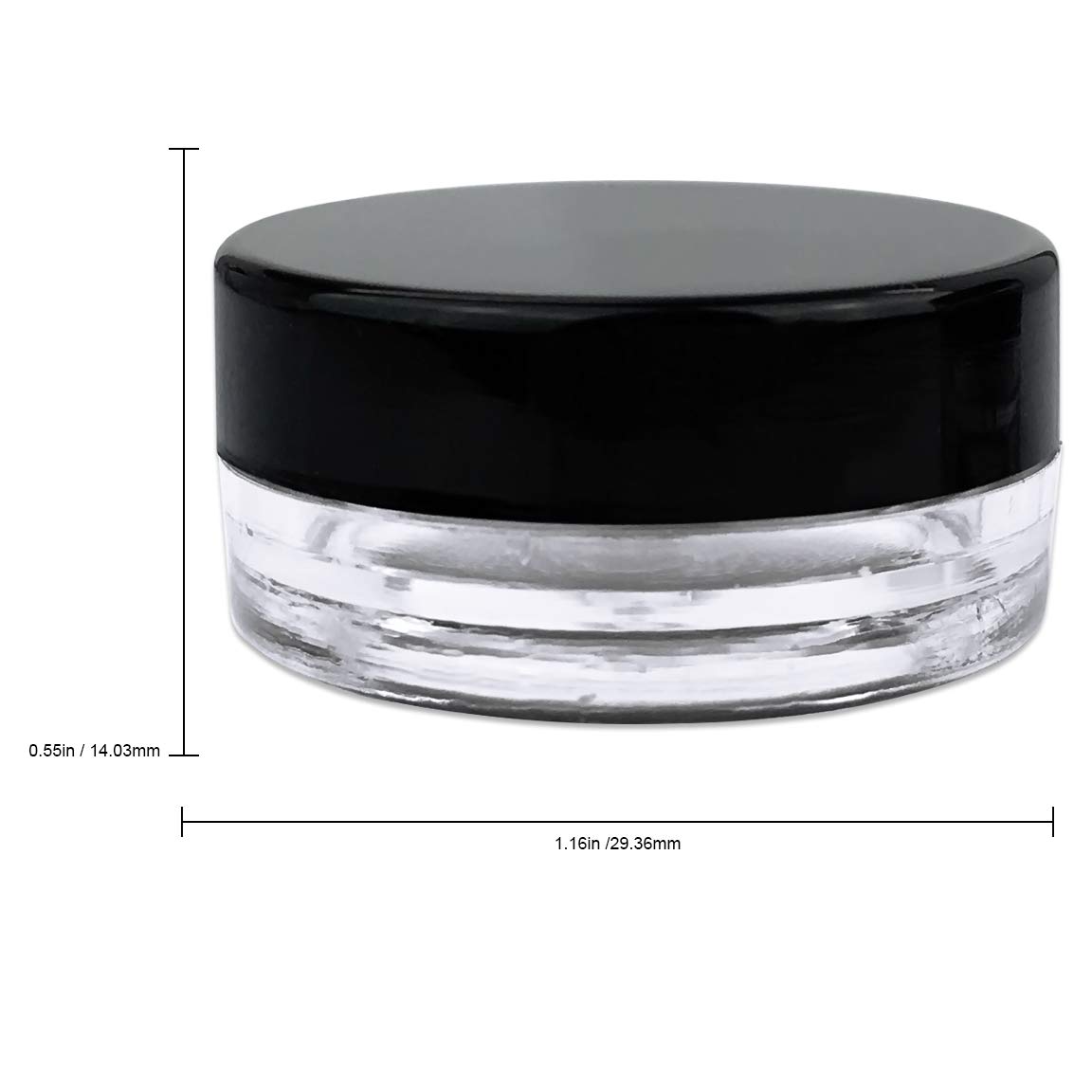 Beauticom 3G Round Jars with Black Lids - 1000pcs BPA Free