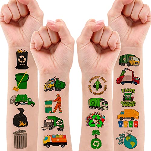 Garbage Truck Temporary Tattoos for Kids 96PCS Set