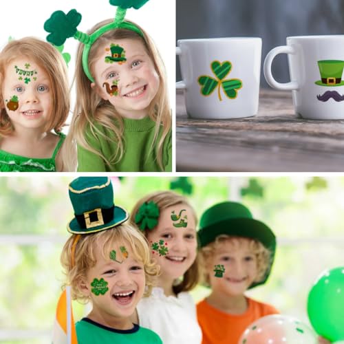 CHARLENT St Patricks Day Temporary Tattoos for Kids Party Supplies