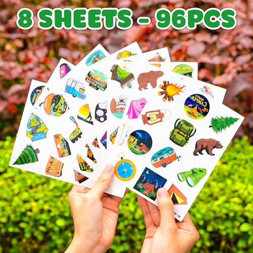 96 PCS Camp Themed Temporary Tattoos for Kids