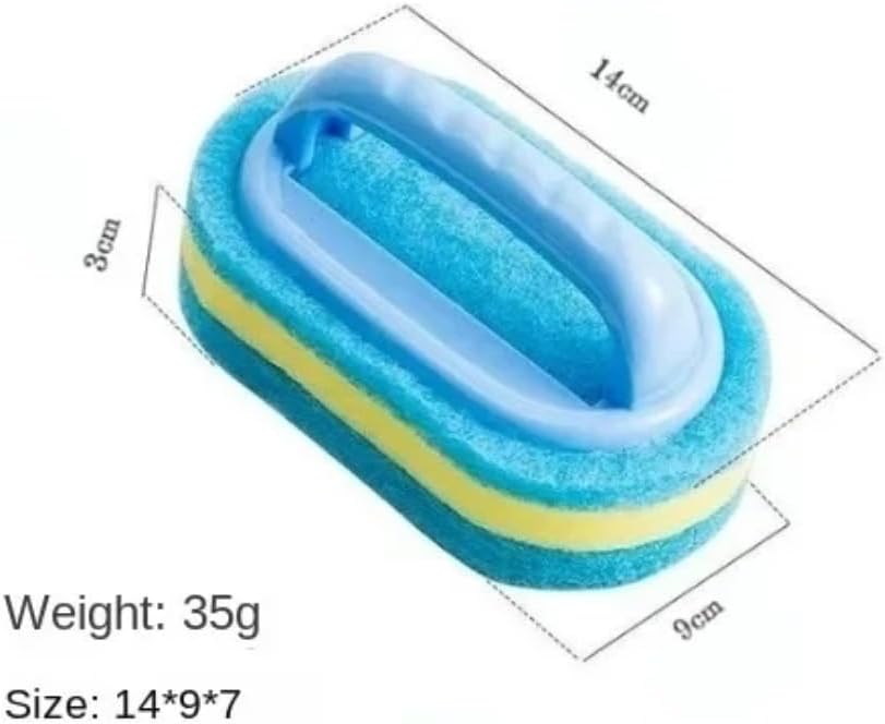 Multi-Purpose Cleaning Brush with Handle and Thickened Scrub Sponge