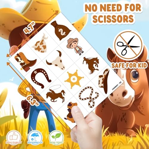 48PCS Cowboy Party Favors - Stick Hands Tattoos