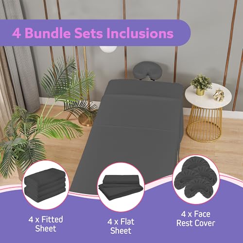 XOLLOZ Massage Table Sheets Set 4-Piece Gray Bundle