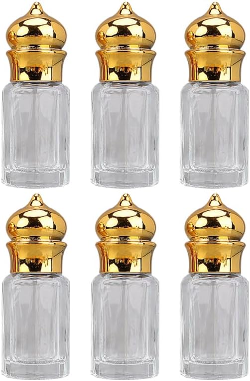 Mini Arabic Crystal Glass Roller Bottles 6ml Gold Refillable