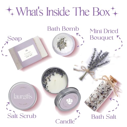 Lavender Spa Gift Basket for Women Elegant Self Care Kit