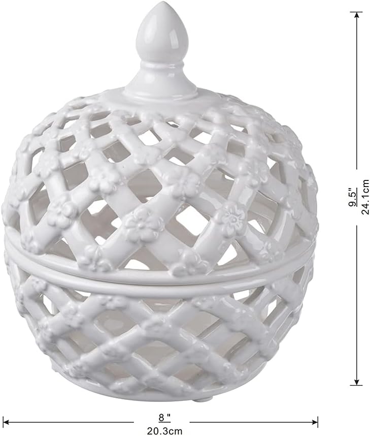 White Ceramic Lidded Jar for Home Decor