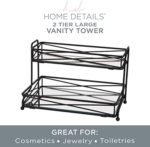Home Details Mirrored Cosmetic Organizer 2 Tier Vanity Tower