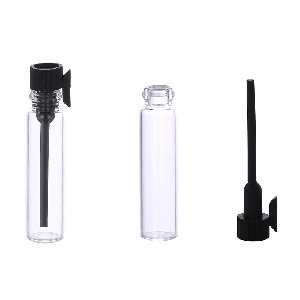 120Pcs 1Ml Mini Glass Sample Vials with Black White Plastic Caps