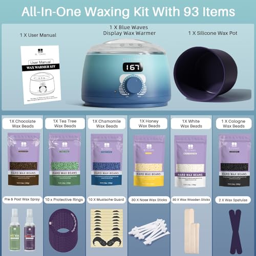 BLITZWAX Back and Nose Waxing Kit for Men with 93 Accessories
