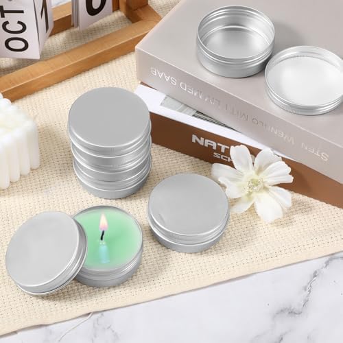 60 Pack Aluminum Tin Containers with Screw Lids 2 Oz