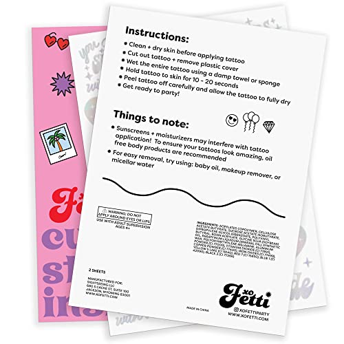 Xo Fetti Cheers Bachelorette Temporary Tattoos - 40 Iridescent Styles