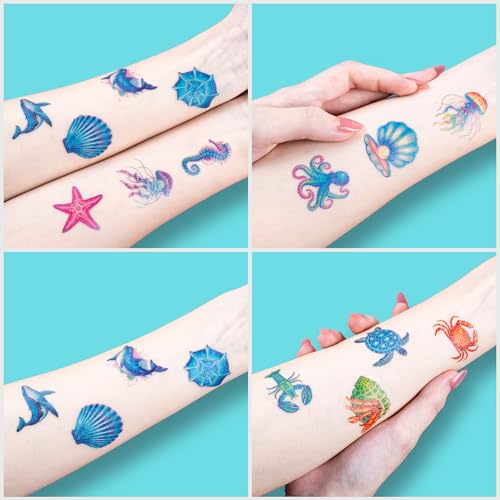 96 PCS Ocean Sea Animal Temporary Tattoos for Kids