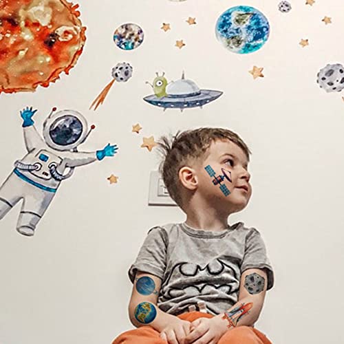Glitter Galaxy Temporary Tattoos for Kids - 12 Sheets