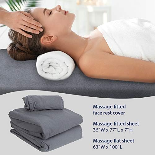 ForPro Premium Flannel 3-Piece Massage Sheet Set Cool Grey