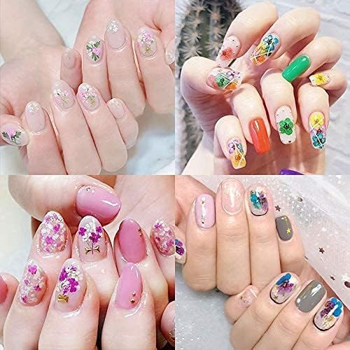 LPOne 60 Pcs 3D Dried Flowers Resin Nail Art Stickers