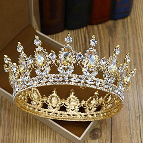 QIDIAN Retro Round Crown Bride Hair Accessory for Women