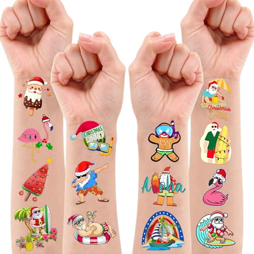 100PCS Hawaiian Christmas Temporary Tattoos for Boys Girls Kids