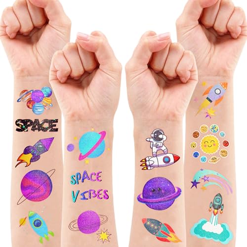 96PCS Galaxy Themed Temporary Tattoos for Kids - Space Party Supplies