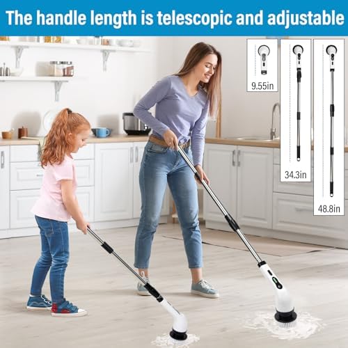 Sayene Electric Spin Scrubber with 9 Brush Heads and 3-Section Handle