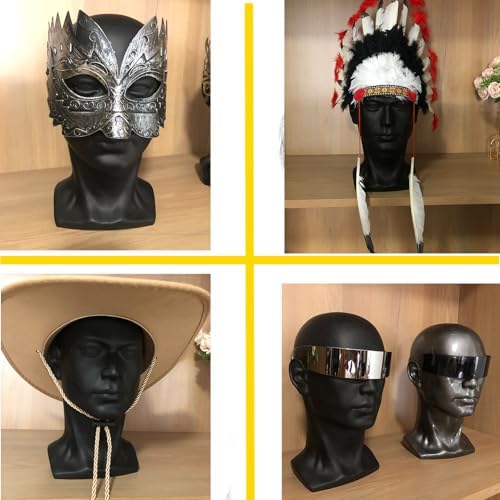 Male Mannequin Head for Wig Display Matte Black