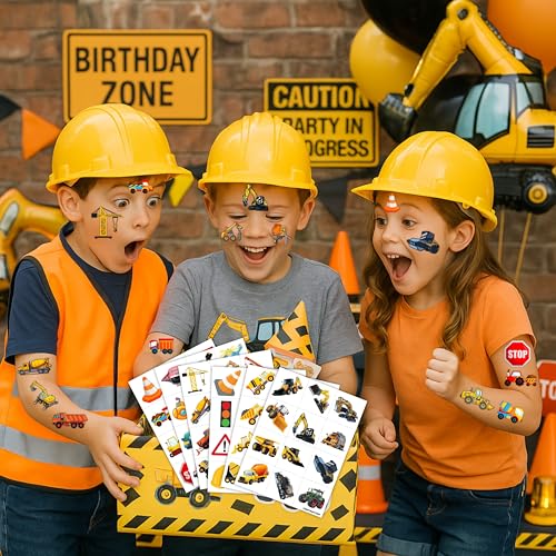 Construction Themed Temporary Tattoos for Kids 96PCS