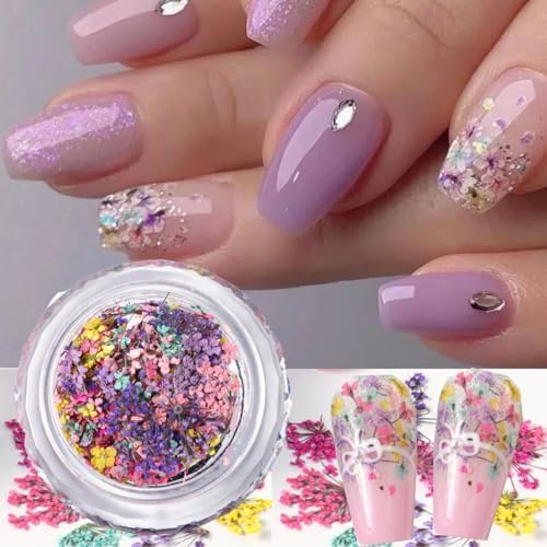 Spring Dried Flowers Nail Art Stickers Kit for Women