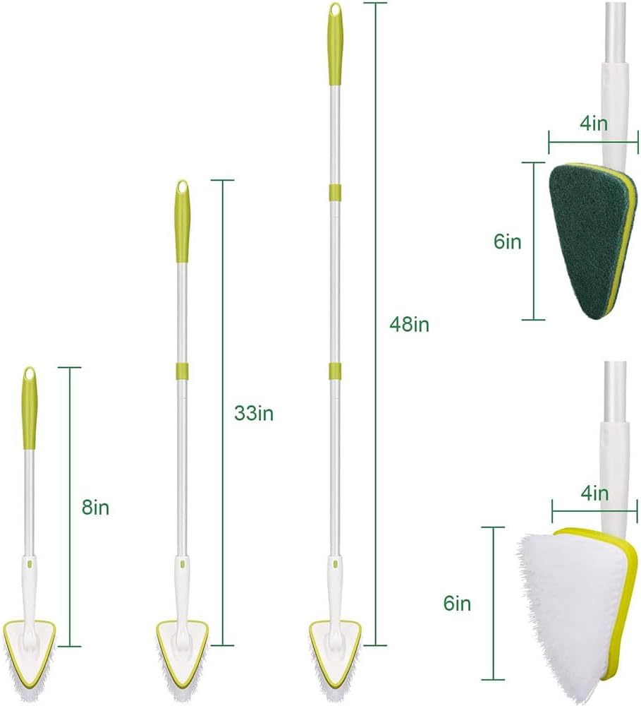 CQT 2 in 1 Bathroom Cleaning Brush with 48 Inch Handle