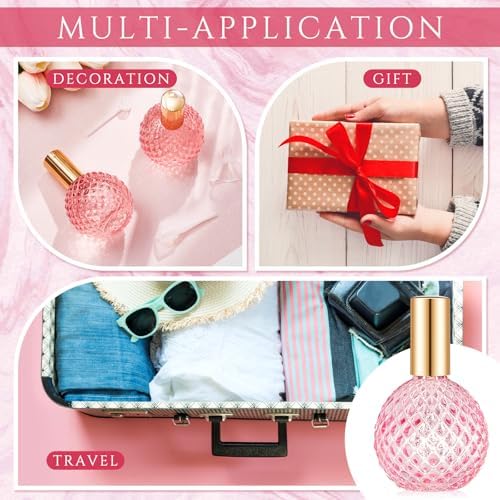 4 Pack 100ml Pink Glass Perfume Bottles Retro Design