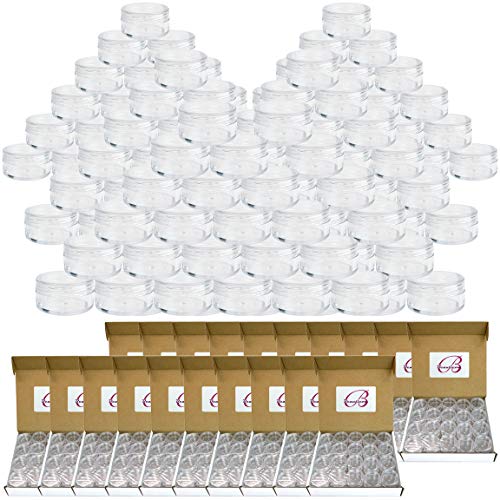 Beauticom 10G Clear Round Jars with Screw Cap - 1000 Pieces BPA Free