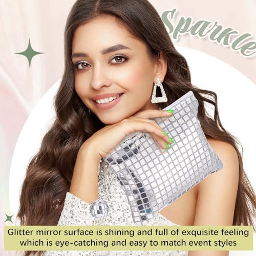 12 Pack Glitter Sequin Makeup Bags with Zipper for Parties