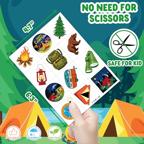 96 PCS Camp Themed Temporary Tattoos for Kids