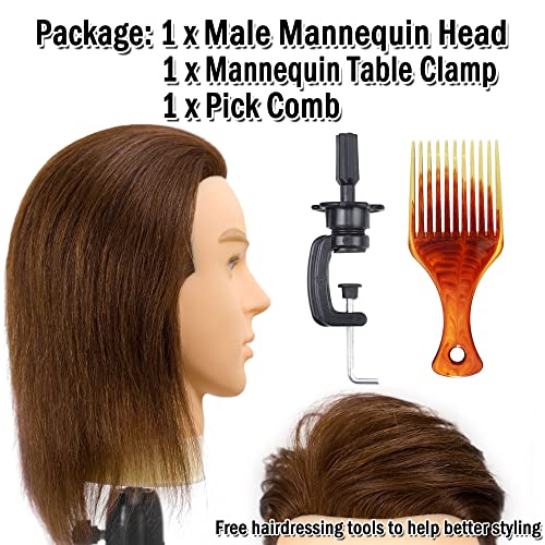 DIRUISI Male Mannequin Head with Human Hair
