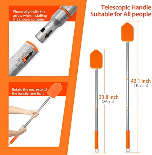 JEHONN 4-in-1 Tile Tub Scrubber with Long Handle
