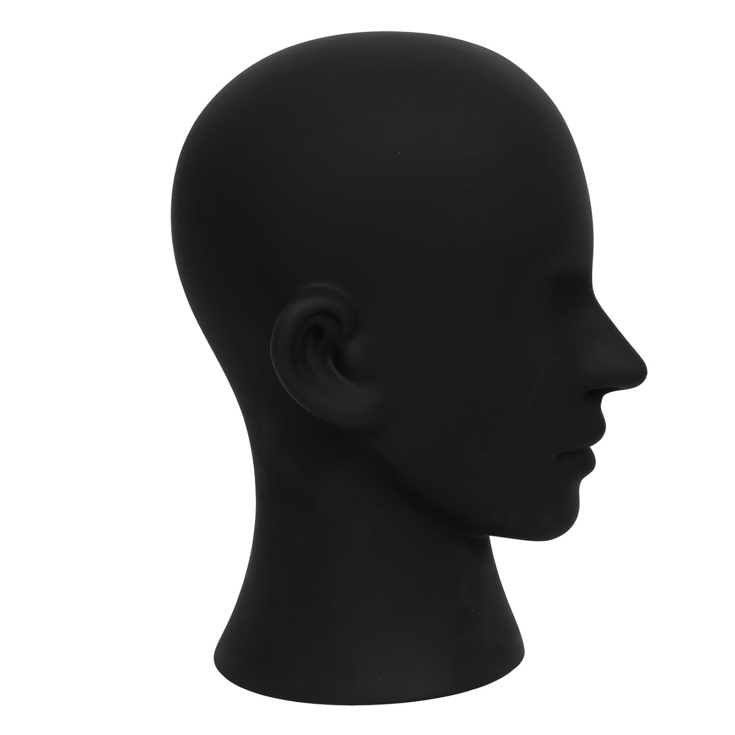 Male Mannequin Head PVC Matte Black Display Stand