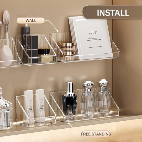 MORNITE 3 Pcs Medicine Cabinet Tray Organizer Clear and Adhesive