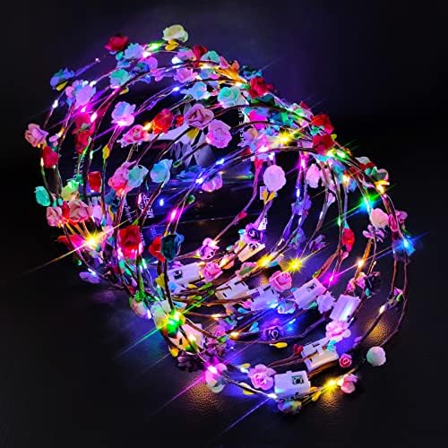 PTHTECHUS LED Flower Headband Crown 12 Pack