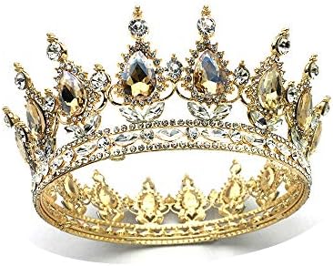 QIDIAN Retro Round Crown Bride Hair Accessory for Women