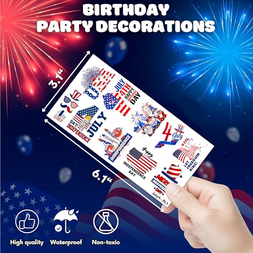100 PCS 4th of July Temporary Tattoos for Parties and Kids