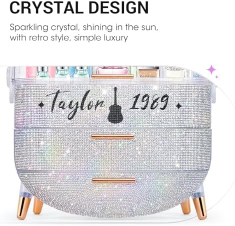 Teen Girls Makeup Organizer with Clear Compartment and Drawers