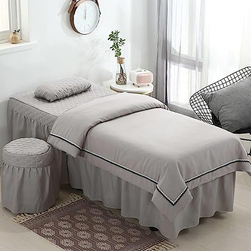 MIPOPS Massage Table Sheets 4 Piece Set Gray 185x70cm