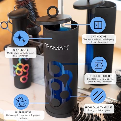 Framar Disinfectant Jar for Salon - Stylish and Durable