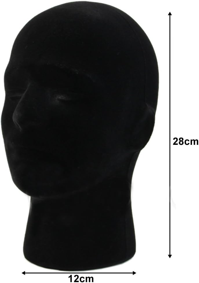 Black Foam Wig Head Stand Display Mannequin for VR Headset Mount