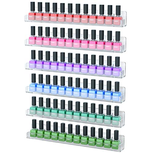 NIUBEE 6 Pack Wall Mounted Nail Polish Rack with Anti-Slip Inserts